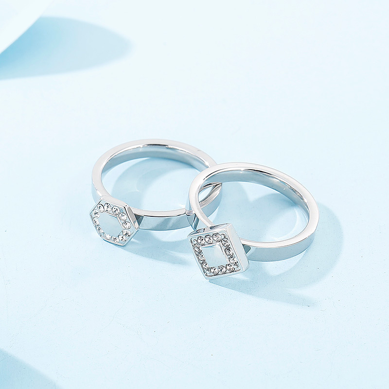 Simple Style Classic Style Square Titanium Steel Inlay Artificial Gemstones Rings