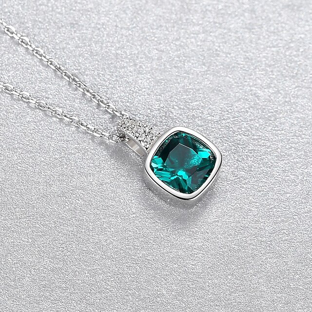 Necklace Clear Synthetic Diamond Blue Copper Women's Simple Elegant Classic Luminous Wedding Geometric Necklace For Wedding Engagement