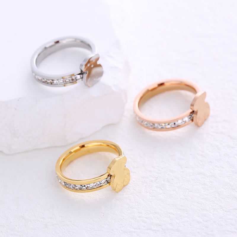 Simple Style Animal Stainless Steel Plating Inlay Artificial Gemstones  Copper Plated Rings